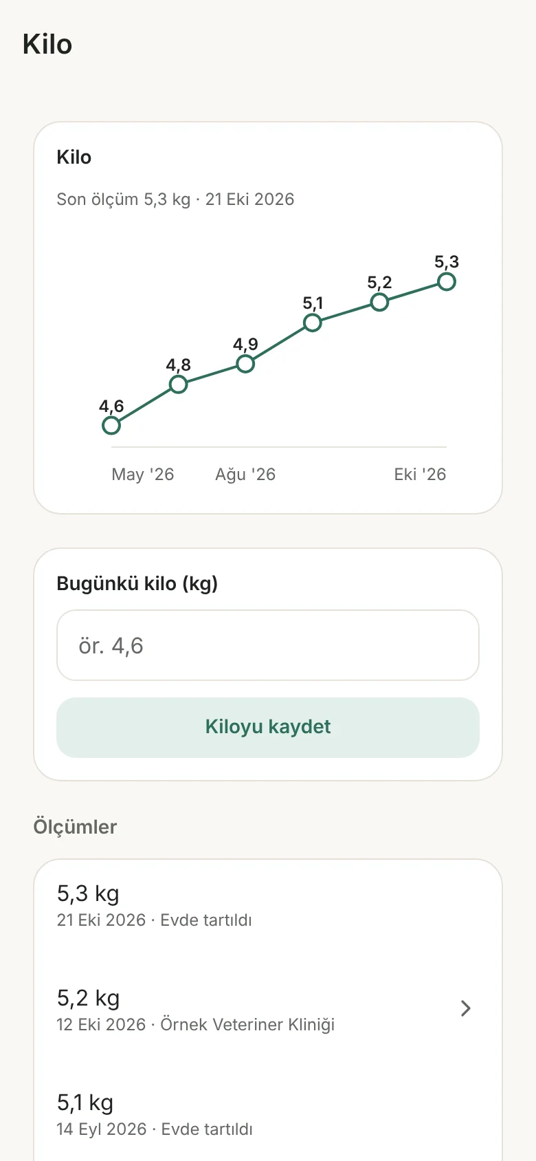 Kilo ekranı: aylara göre kilo grafiği ve ölçümler